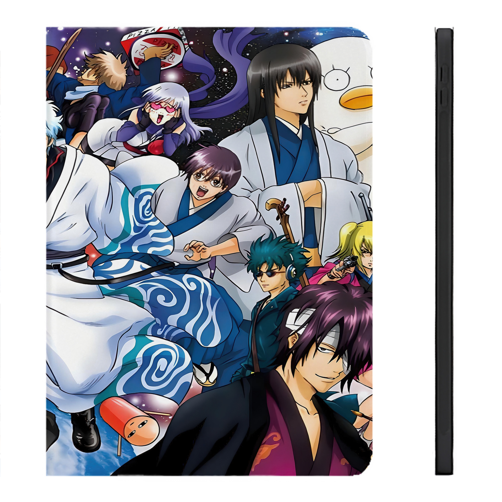 （画像用） ぎんたま 坂田銀時（さかたぎんとき） 神楽 志村新八（しむら しんぱち） GINTAMA Sakata Gintoki Kagura Shimura Shinpachi IPadケース ペンホルダー付き ブックスタイルデザイン